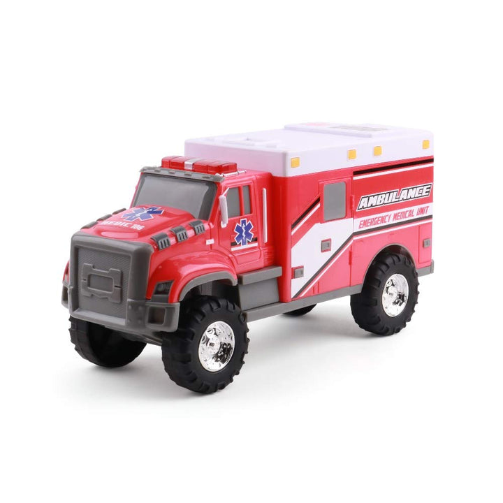 Mighty Fleet Rescue Force Tough Cab Ambulance Toy w/Lights & Sounds, Realistic Design for Rugged Play, Ages 3+, Durable Plastic Construction