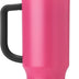 Owala Stainless Steel Triple Layer Insulated Travel Tumbler with Spill Resistant Lid, Straw, and Carry Handle, BPA Free, 40 oz, Pink (Watermelon Breeze)