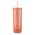 Ello Monterey Double Walled Insulated Plastic Tumbler with Straw and Built-in Coaster, BPA Free, 24oz Flamingo