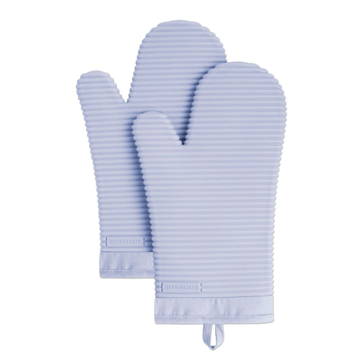 KitchenAid Ribbed Soft Silicone Oven Mitt Set, Lavender Cream 2 Count , 7.5"x13"