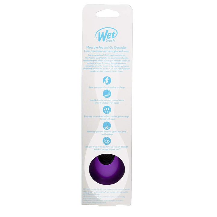 Wet Brush Mini Pop and Go Detangler, Exclusive Ultra-soft IntelliFlex Bristles, Purple, 1 Count