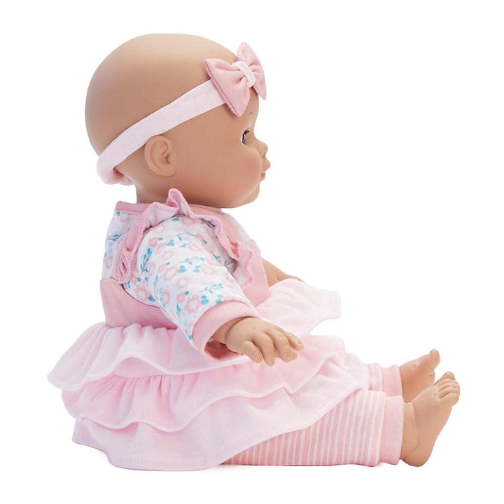 Madame Alexander 14-Inch Baby Cuddles Doll with Bottle, Pink Floral, Medium Skin Tone