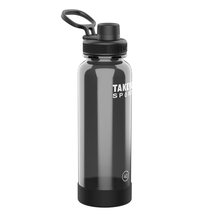 Takeya Sport 24 oz Tritan Plastic Water Bottle with Spout Lid, Premium Quality, BPA Free, Grand Slam Black