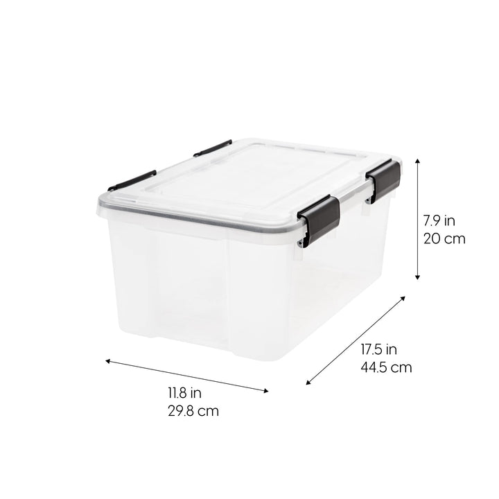 IRIS USA 54 Quart Stackable Plastic Storage Bins with Lids and Latching Buckles, 6 Pack - Pearl, Containers with Lids and Latches, Durable Nestable Closet, Garage, Totes, Tubs Boxes Organizing Latching Lid 54 Qt. - 6 Pack