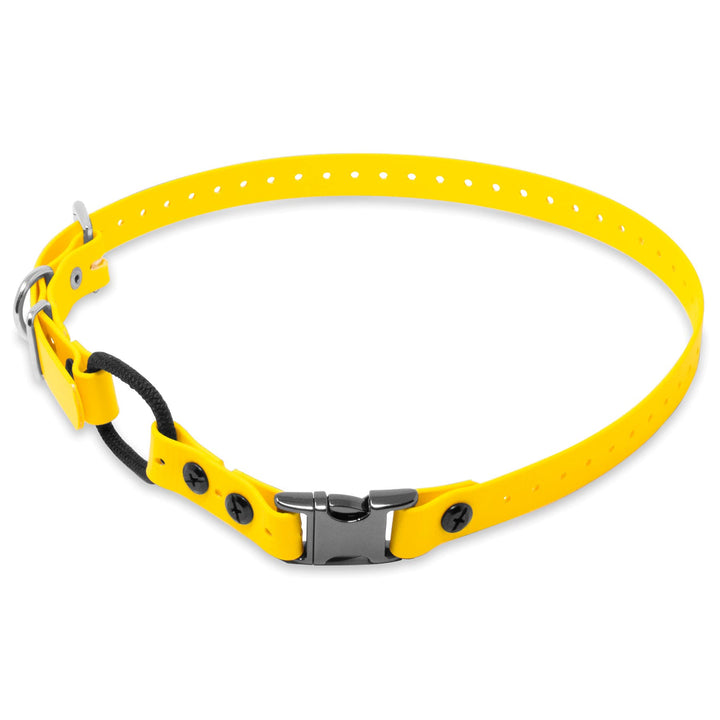 Educator Quick Snap Bungee Dog Collar, Biothane, Waterproof, Odorproof, Easy Connect and Disconnect Clasp and D Ring with Comfort Bungee Loop, Adjustable for Custom Fit, 1-Inch, Yellow 1" Wide Fits 800 and 1200 Series