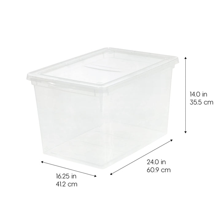 IRIS USA 68 Qt Clear Storage Box, BPA-Free Plastic Stackable Bin with Lid, Containers to Organize Closet Shelves, Clothes, Blankets, Towels, 6 Pack 68 Qt. - 6 Pack