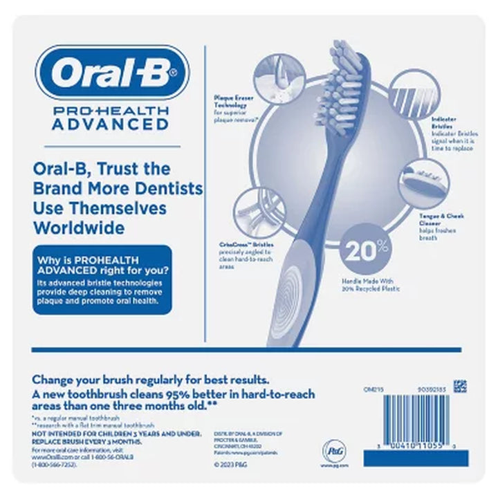 Oral-B Prohealth Advanced Manual Toothbrush, Soft, 8 Ct.