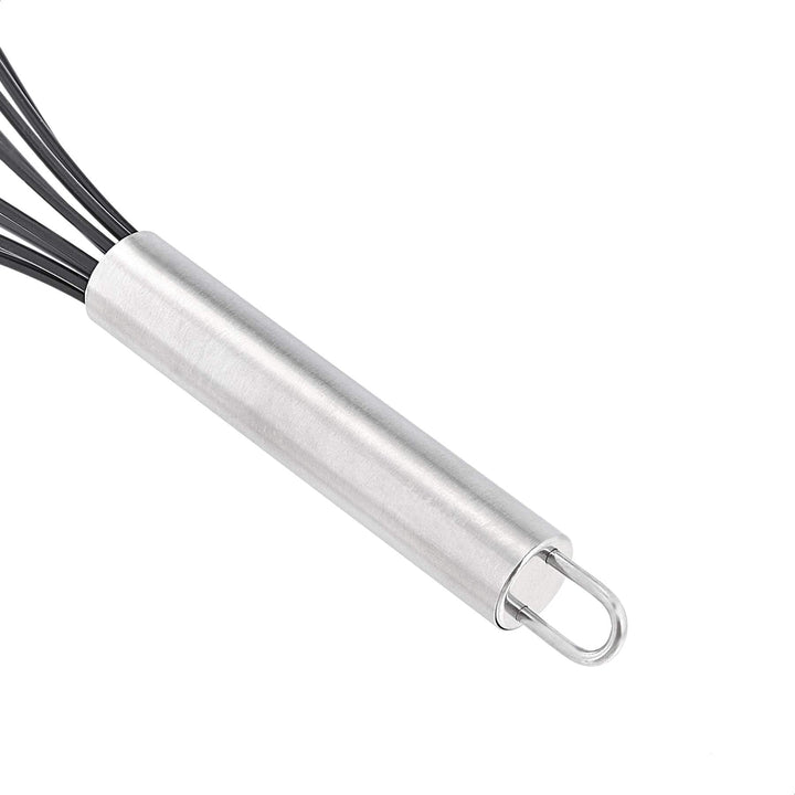 Basics Stainless Steel and Silicone Non-Stick Coated Whisk Set, 8", 10", and 12", Pack of 3, Black (Previously Commercial brand)