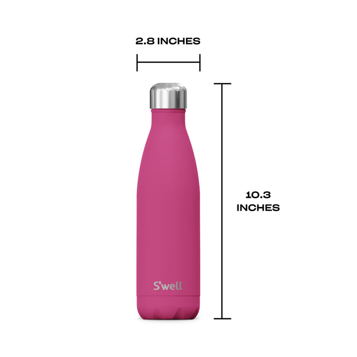 S'well Stainless Steel Water Bottle, 17oz, Azalea Pink, Triple Layered Vacuum Insulated Containers Keeps Drinks Cold for 36 Hours and Hot for 18, BPA Free, Perfect for On the Go 17 oz