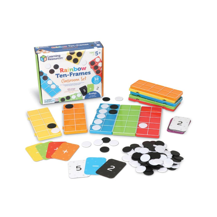 Learning Resources Rainbow Ten-Frames Classroom Set, 140 Pieces - Math Tools for Students Ages 5+, School Supplies and Teacher Resources, Classroom Supplies,Back to School Rainbow Ten Frame Set