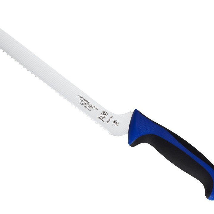 Mercer Culinary Millennia Colors 8-Inch Offset Wavy Edge Bread Knife, Blue