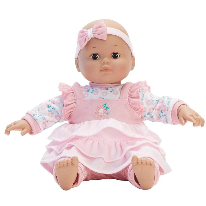 Madame Alexander 14-Inch Baby Cuddles Doll with Bottle, Pink Floral, Medium Skin Tone