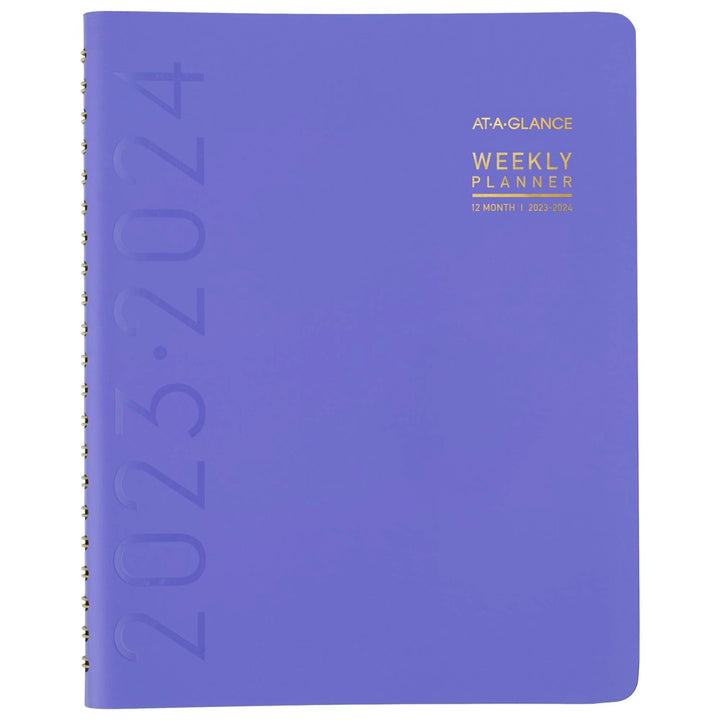 AT-A-GLANCE 2023-2024 Academic Planner, Weekly & Monthly, Half-Hourly Appointment Book, 8-1/4" x 11", Large, Monthly Tabs, Pocket, Flexible Cover, Contemporary, Purple (70957X1824) 2023-2024 Old Edition