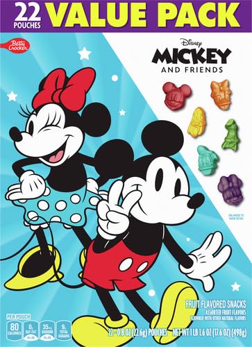 Mickey & Friends Fruit Flavored Snacks, Treat Pouches, Value Pack, Halloween Candy Alternative, 22 ct 22 Count (Pack of 1)