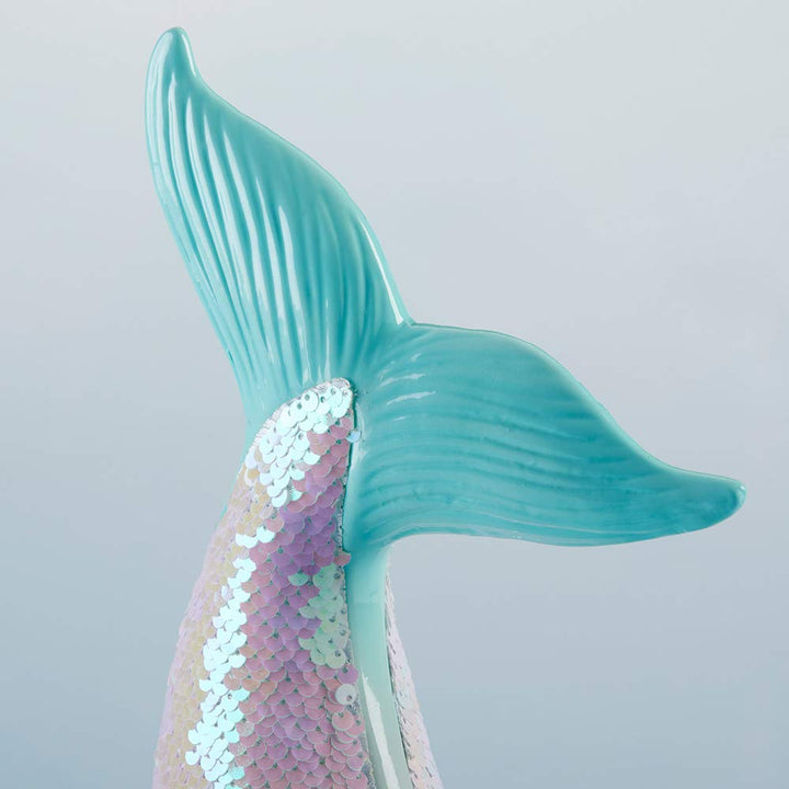 Baby Aspen Reversible Sequin Mermaid Tail Porcelain Piggy Bank, Baby Room Decor, Coin Bank Baby Shower