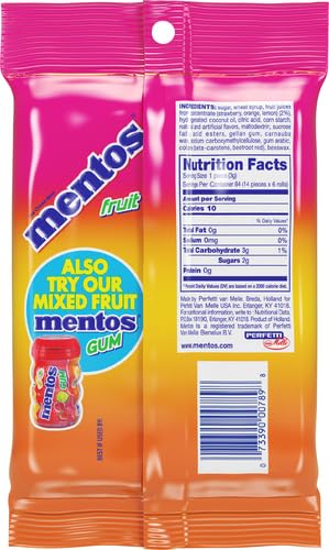 Mentos Halloween Trick or Treat Candy, Mint Chewy Roll, Fruit, Individually Wrapped Bulk Candy for Adults & Kids, Non-Melting, 14 Count (Pack of 6)