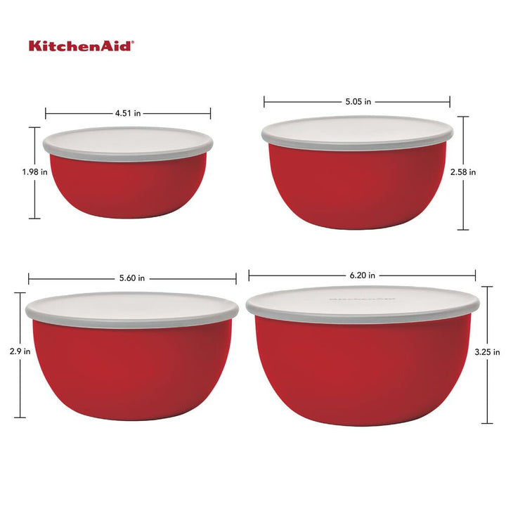 KitchenAid Prep Bowls with Lids, Set of 4, Empire Red 2