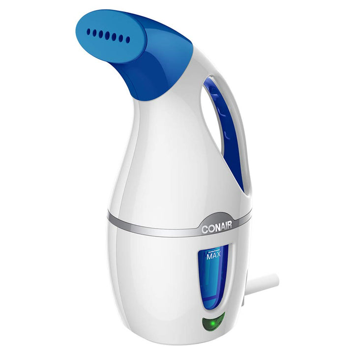 Conair Handheld Travel Garment Steamer for Clothes, CompleteSteam 1100W, For Home, Office and Travel,White / Blue