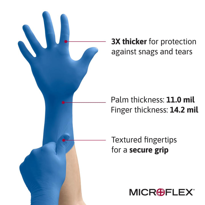 Microflex SafeGrip SG-375 Extra Thick Disposable Latex Gloves for Life Sciences Medium (Pack of 500)