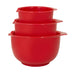 GLAD Mixing Bowls with Pour Spout, Set of 3 | Nesting Design Saves Space | Non-Slip, BPA Free, Dishwasher Safe Plastic | Kitchen Cooking and Baking Supplies, Red