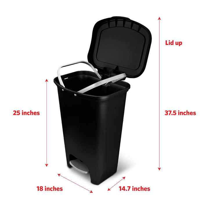 Glad 13 Gallon Trash Can | Plastic Kitchen Waste Bin with Odor Protection of Lid | Hands Free with Step On Foot Pedal and Garbage Bag Rings, 13 Gallon, White