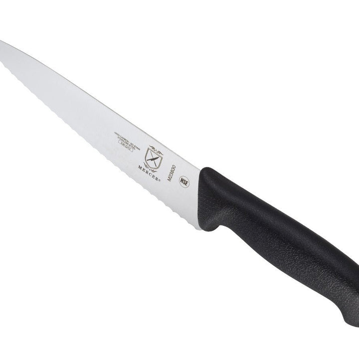 Mercer Culinary M23830 Millennia Black Handle, 7.5-Inch Wavy Edge, Chef's Knife 7.5" Chef's Knife (Wavy Edge)