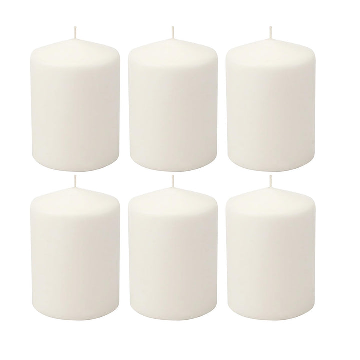 Stonebriar 3 Pack Tall 3 x 6 Inch 65 Hour Long Burning Unscented White Wax Pillar Candles 3x6 3.0