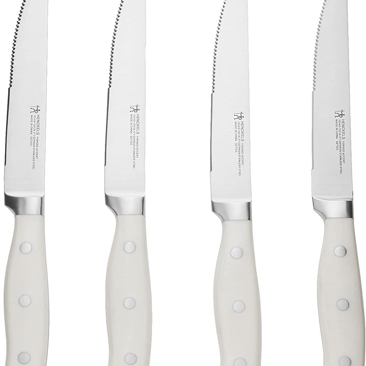 HENCKELS Forged Accent Razor-Sharp Steak Knife Set of 4, White, German Engineered Knife Informed by over 100 Years of Mastery 4-pc