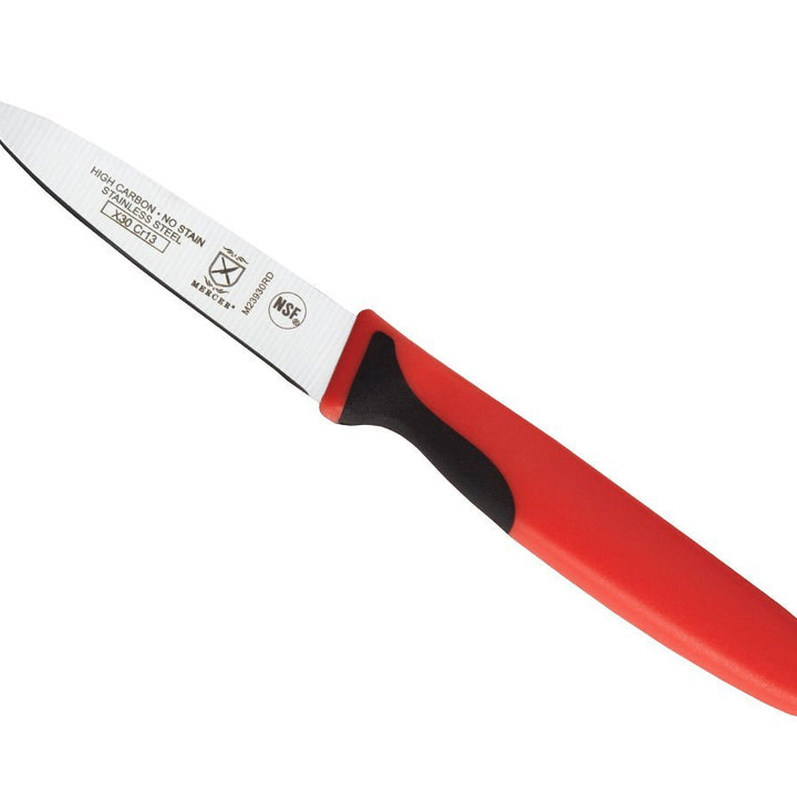 Mercer Culinary Red Millennia Colors Handle, 3" Slim Paring Knife