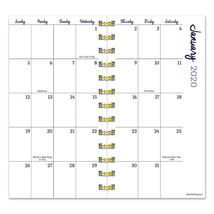 2020 Cool Blooms Small Weekly Monthly Spiral Planner