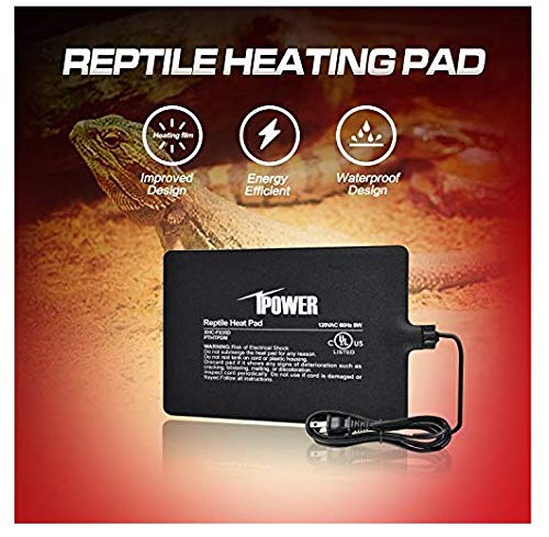 iPower 6 by 8-Inch 8 Watts Reptile Heating Mat with Temperature Controller Under Tank Warmer Terrarium Heat Pad for Reptiles and Amphibians, Black