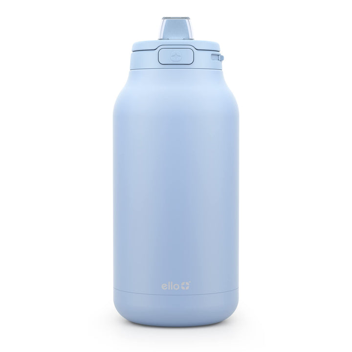 Ello Hydra 64oz Half Gallon Vacuum Insulated Stainless Steel Jug with Locking, Leak-Proof Lid and Soft Silicone Straw, Metal Reusable Water Bottle, Keeps Cold All Day Halogen Blue Thermos