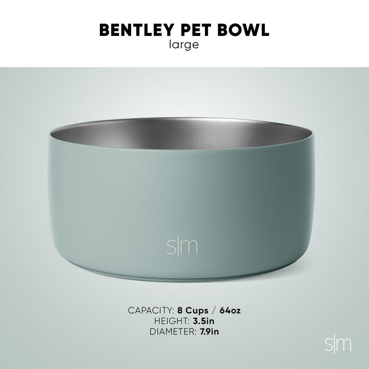 Simple Modern Stainless Steel Pet Water Bowl for Dogs & Cats | Reusable Insulated Stainless Steel Food Bowls for Dog Cat | No Tip No Slip BPA Free | Bentley Collection | Large (64oz) | Lavender -Lavender Large (8 Cups)