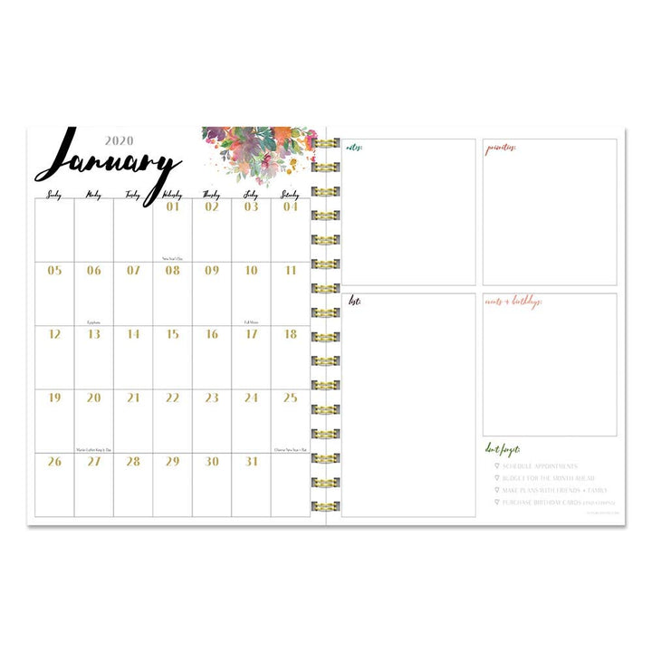 2020 Blush Strokes Medium Weekly Monthly Planner