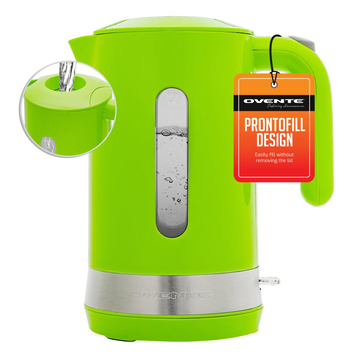 OVENTE Electric Kettle Hot Water Heater 1.8 Liter - BPA Free Fast Boiling Cordless Water Warmer - Auto Shut Off Instant Water Boiler for Coffee & Tea Pot - Black KP413B Black ProntoFill Easy Fill