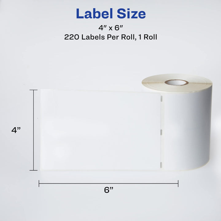 Avery Direct Thermal Shipping Labels, 4" x 6", White, Comparable to DYMO 1744907, 1 Roll of Labels, 220 Printable Labels Total (4156) 4" x 6"