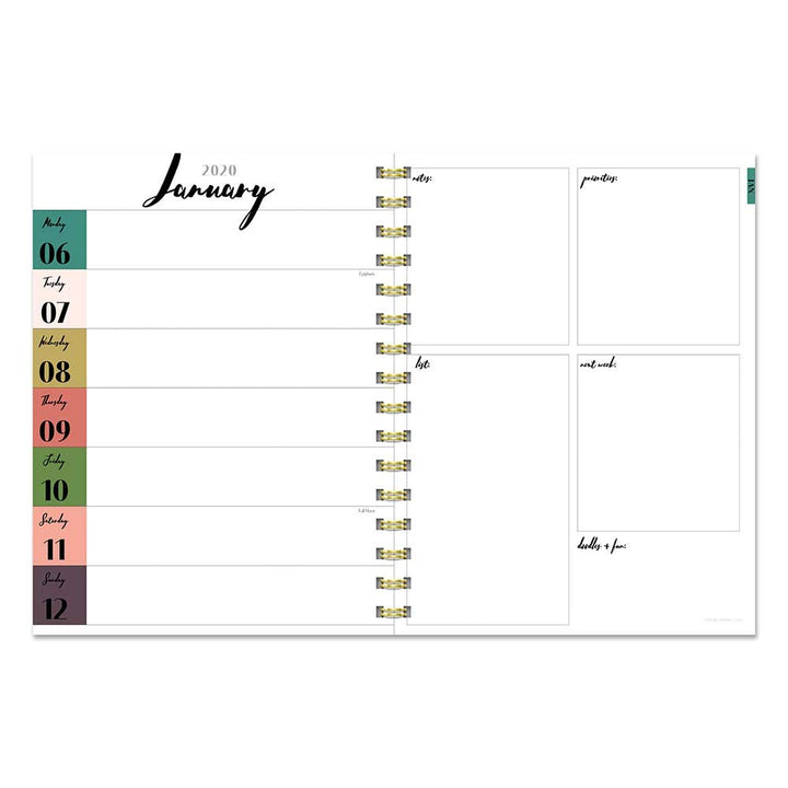 2020 Blush Strokes Medium Weekly Monthly Planner