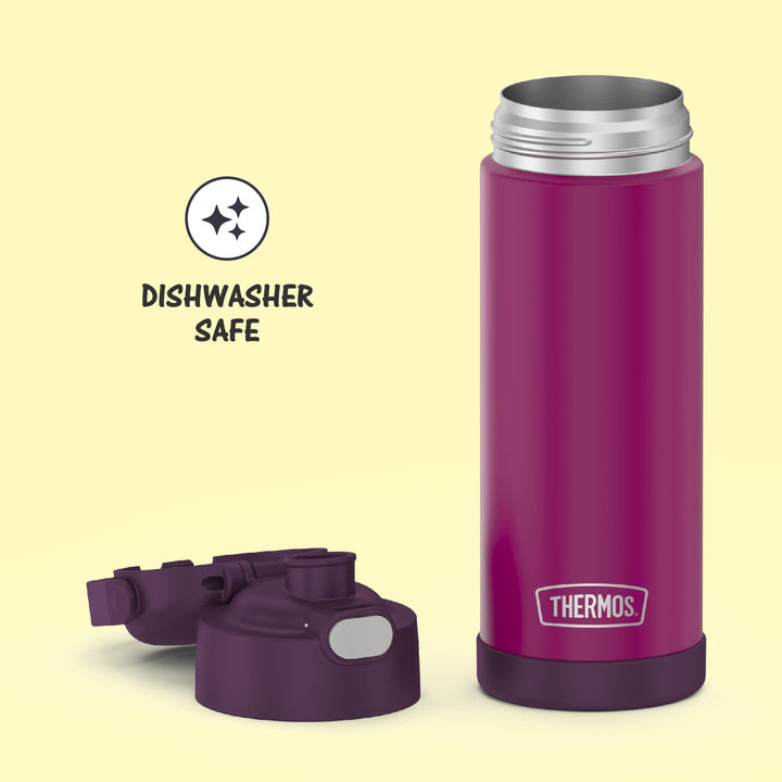 THERMOS FUNTAINER 16 Ounce Stainless Steel Vacuum Insulated Bottle with Wide Spout Lid, Red Violet