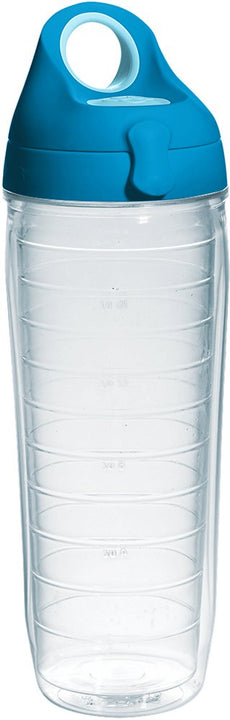 Tervis Clear & Colorful Lidded Made in USA Double Walled Insulated Tumbler Travel Cup Keeps Drinks Cold & Hot, 24oz Water Bottle, Turquoise Lid