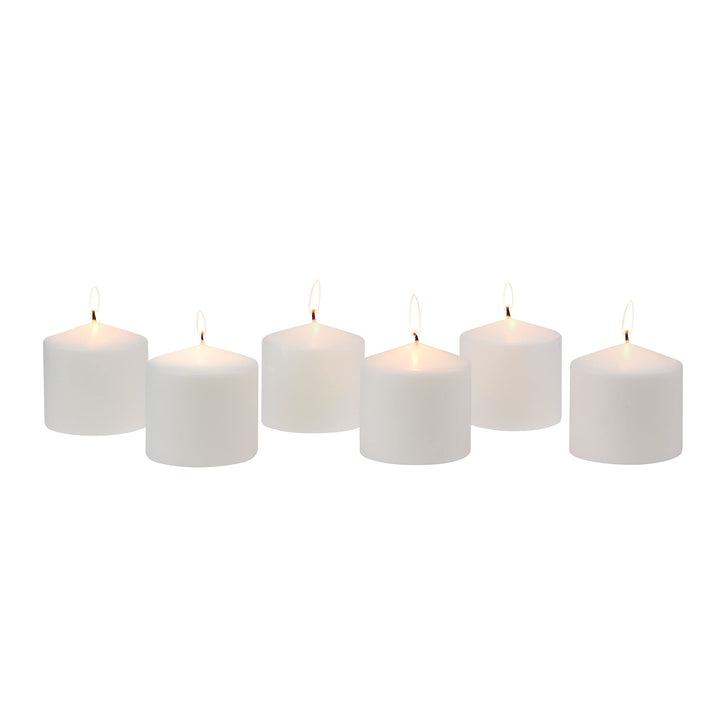 Stonebriar 3 Pack Tall 3 x 6 Inch 65 Hour Long Burning Unscented White Wax Pillar Candles 3x6 3.0