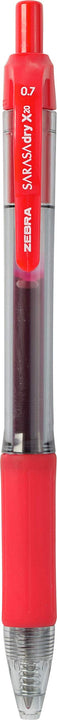 Zebra Pen Sarasa Dry X20 Retractable Gel Pen, Medium Point, 0.7mm, Red Ink, 12-Pack