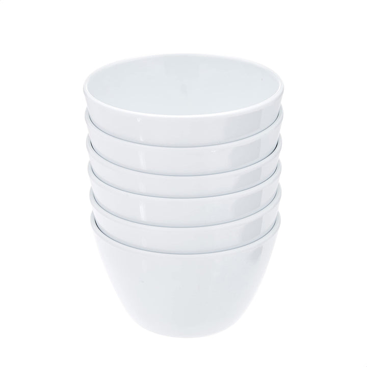 Basics Round Melamine Bowl, 8 oz, White, 6 Piece Set (Previously Commercial brand)