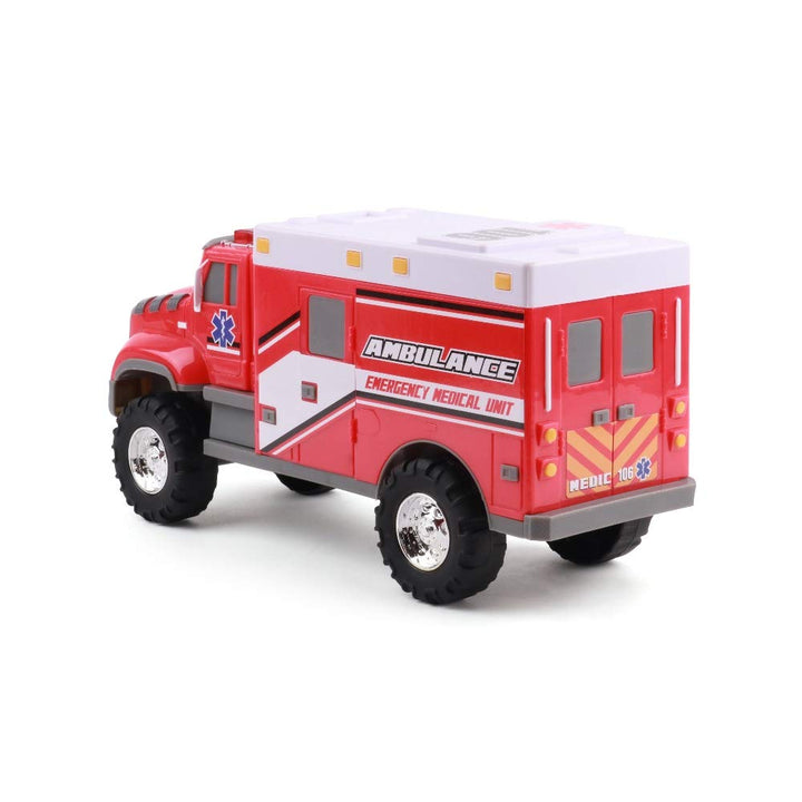 Mighty Fleet Rescue Force Tough Cab Ambulance Toy w/Lights & Sounds, Realistic Design for Rugged Play, Ages 3+, Durable Plastic Construction