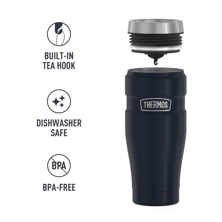 THERMOS Stainless King 16 Ounce Travel Tumbler, Matte Blue