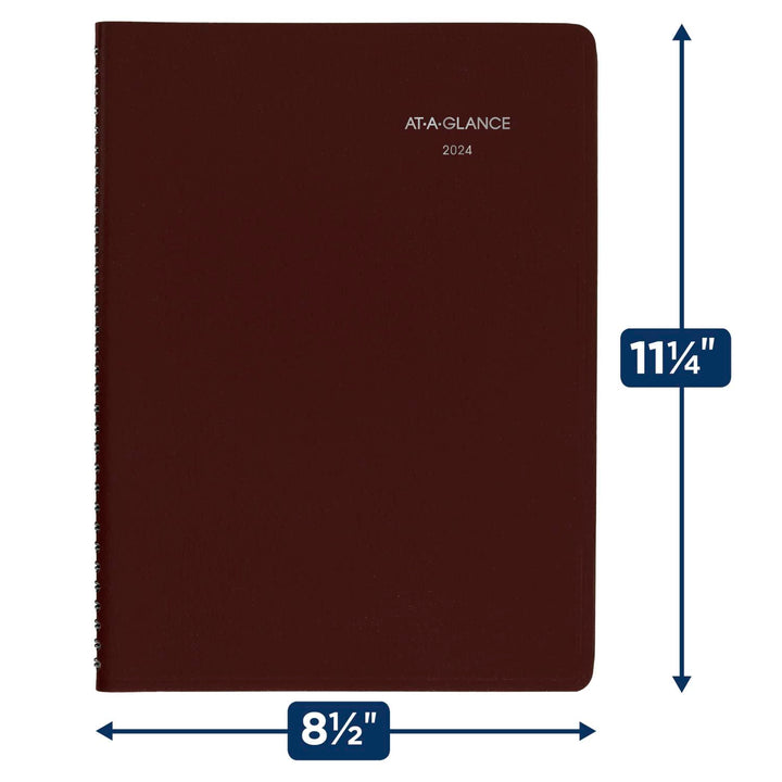 AT-A-GLANCE 2024 Weekly Planner, DayMinder, Quarter-Hourly Appointment Book, 8" x 11", Large, Burgundy (G5201424) 2024 Old Edition