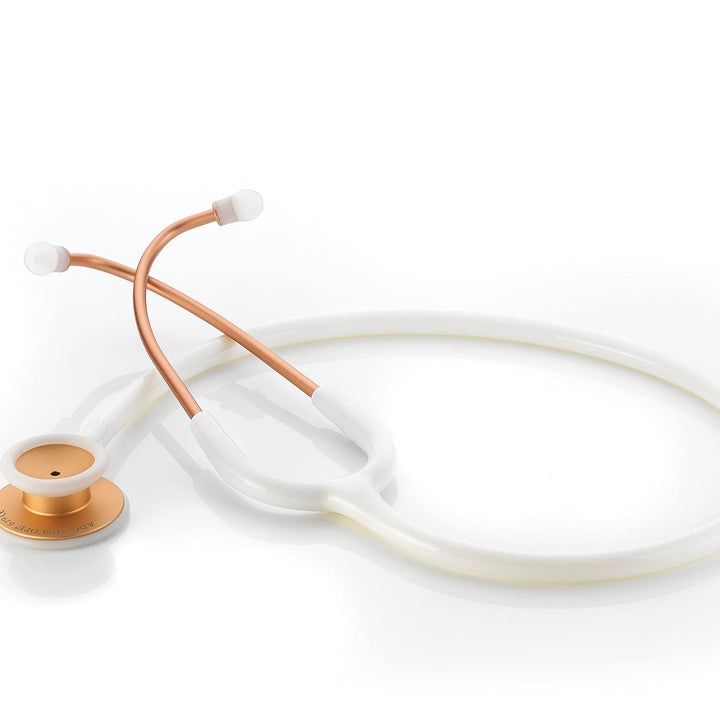 ADC Adscope Lite Model 619 Ultra Lightweight Clinician Stethoscope with Tunable AFD Technology, Lifetime Warranty, Rose Gold with White Tubing Adscope Lite 619 - New Version