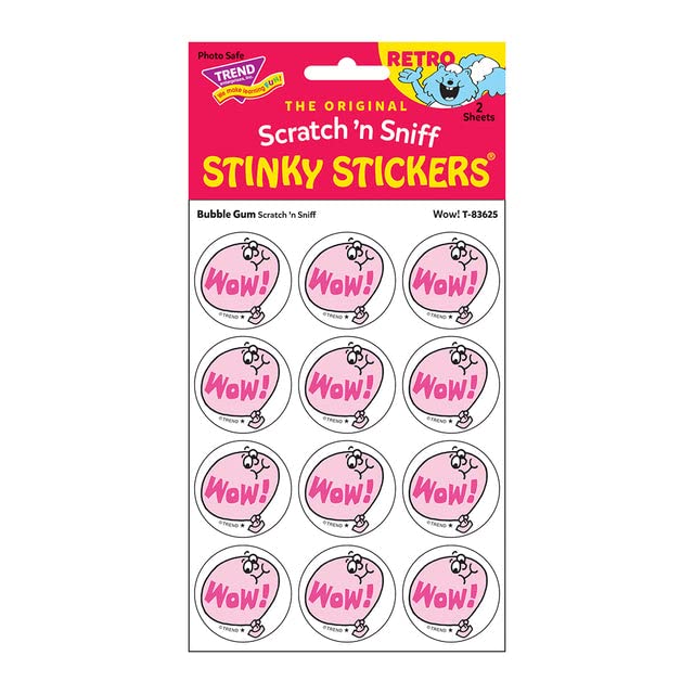 Wow!/Bubble Gum Retro Stinky Stickers by Trend; 24 Seals/Pack - Authentic 1980s Designs!