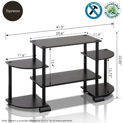 Furinno Turn-S-Tube Wide TV Entertainment Center, Sonoma Oak/White, 47. 25x13. 4x15. 9 4-Tiers with Round Corner