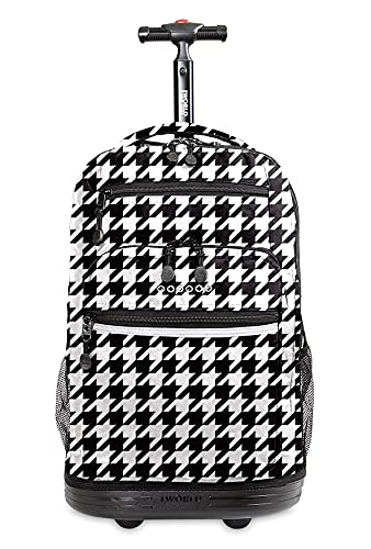 J World New York Sundance Rolling Backpack Girl Boy Roller Bookbag, Retro Bloom, 20 Inch