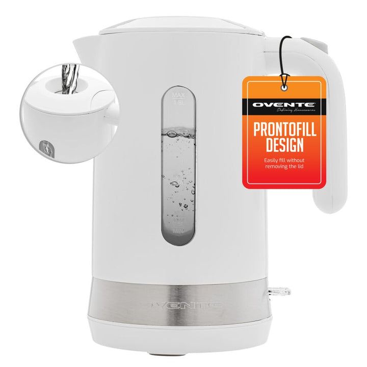 OVENTE Electric Kettle Hot Water Heater 1.8 Liter - BPA Free Fast Boiling Cordless Water Warmer - Auto Shut Off Instant Water Boiler for Coffee & Tea Pot - Black KP413B Black ProntoFill Easy Fill